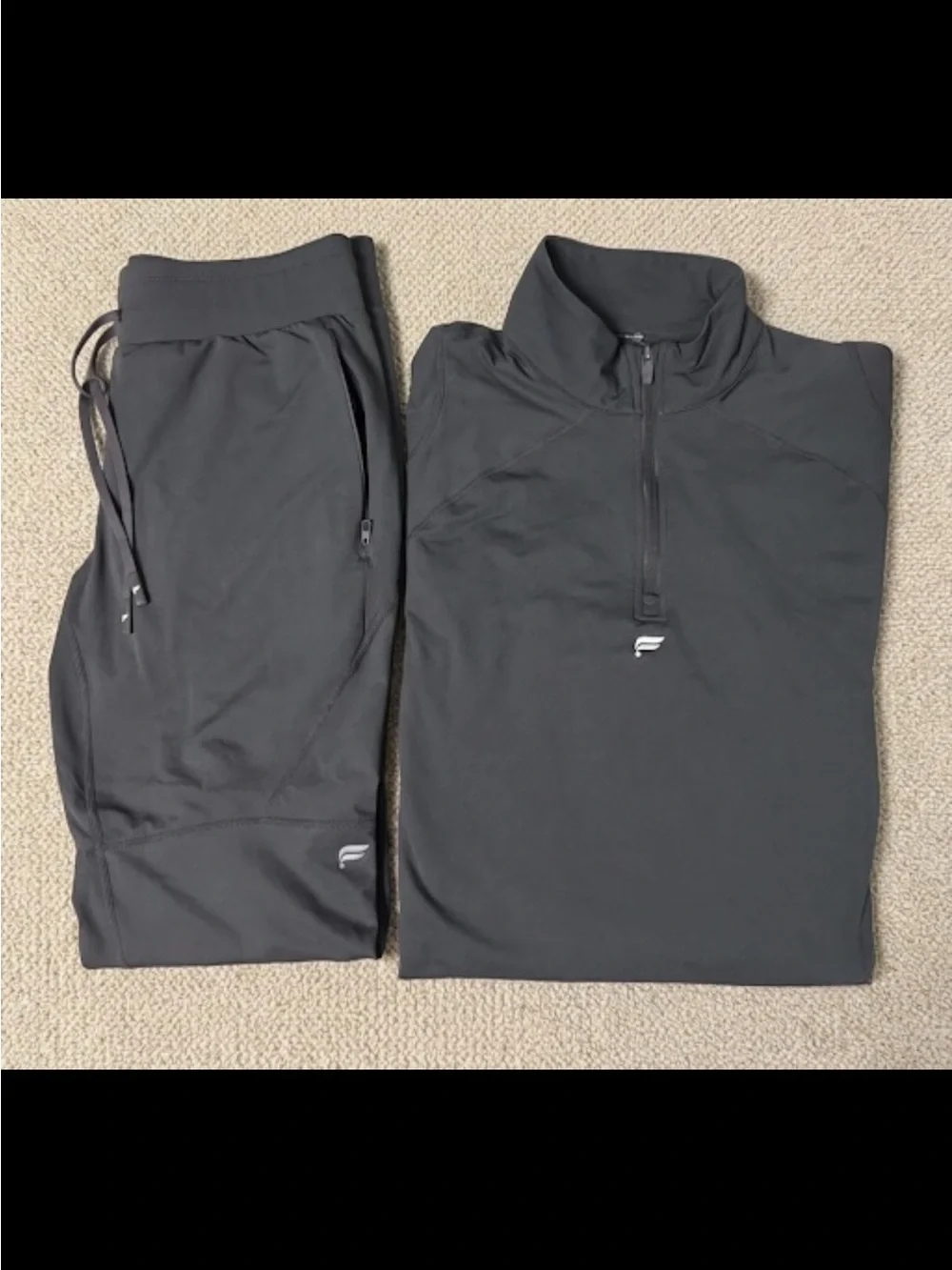 Fabletics Men Activewear Set Quarter Zip Pullover & Joggers - Size L
